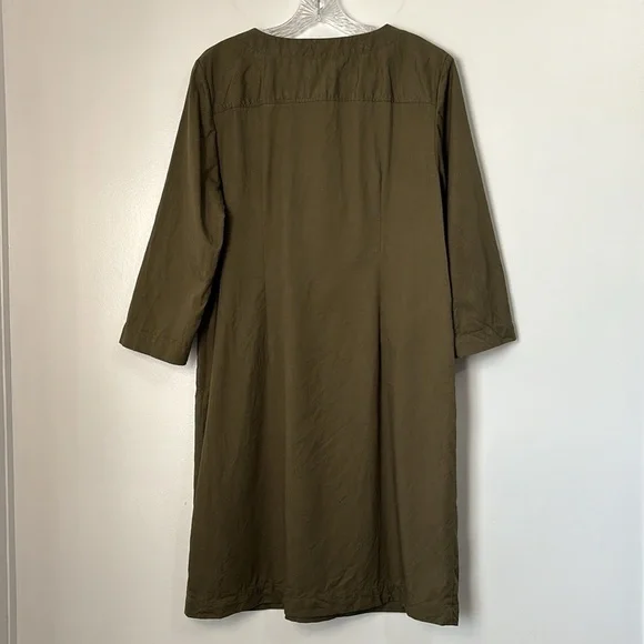 Talbots 16 Military Green Lace Up Shirt Dress Size 16 - Picture 2 of 7